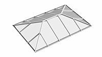 Ridged Aluminium Lantern Roof 1.8m x 5.4m (16 Pane 2WAY)