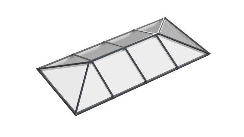 Ridged Aluminium Lantern Roof 1.7m x 5m (10 Pane 2WAY)