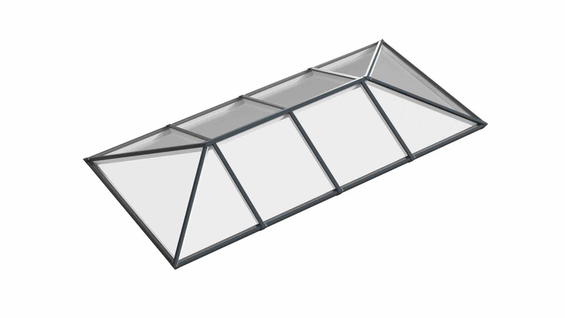 Ridged Aluminium Lantern Roof 1m x 5.3m (10 Pane 2WAY)