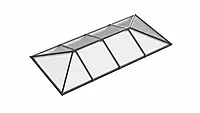 Ridged Aluminium Lantern Roof 1.1m x 3.7m (10 Pane 2WAY)