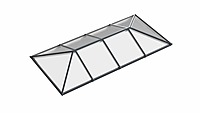 Ridged Aluminium Lantern Roof 1.8m x 5.8m (10 Pane 2WAY)