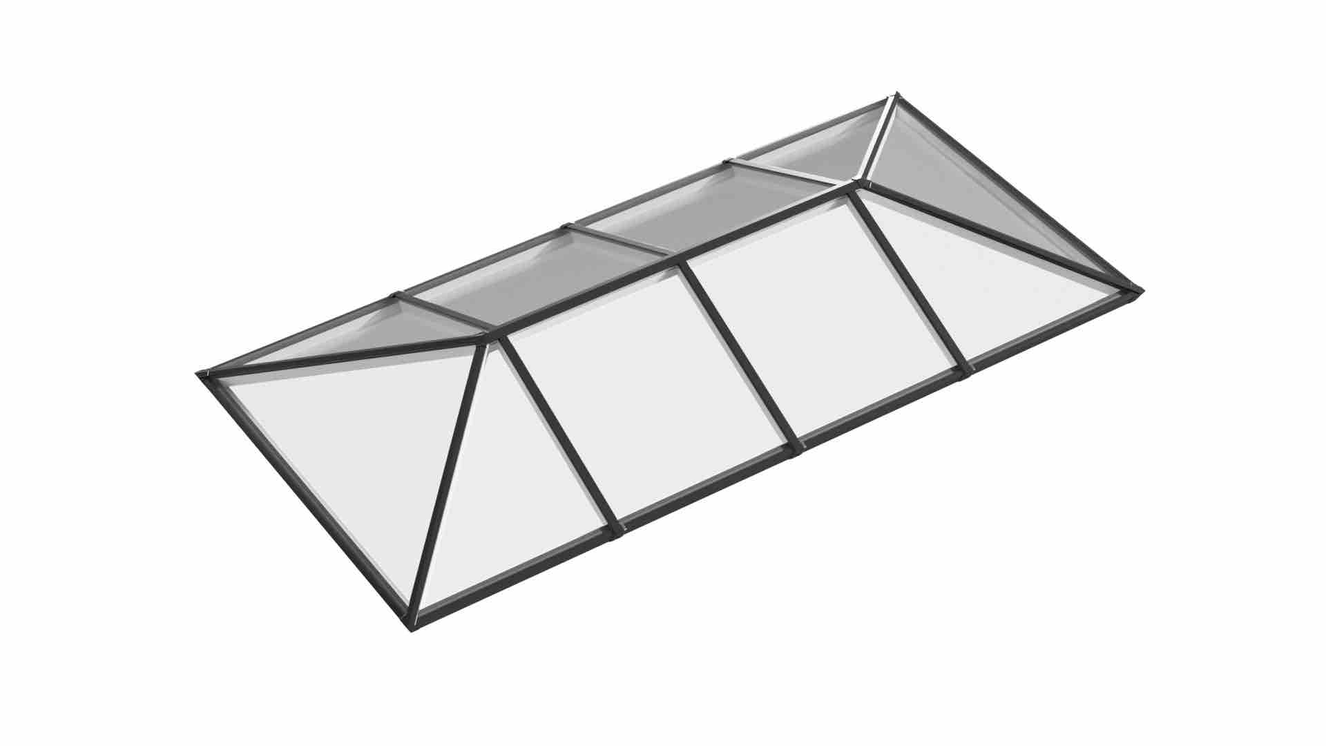 Ridged Aluminium Lantern Roof 1.6m x 6m (10 Pane 2WAY)