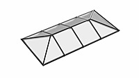 Ridged Aluminium Lantern Roof 1.8m x 5.8m (10 Pane 2WAY)