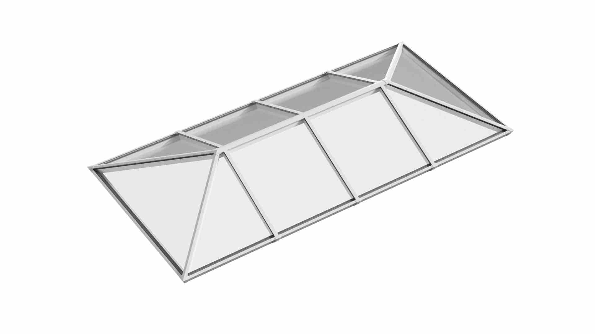 Ridged Aluminium Lantern Roof 0.8m x 4.2m (10 Pane 2WAY)