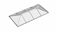 Ridged Aluminium Lantern Roof 1.8m x 5.8m (10 Pane 2WAY)