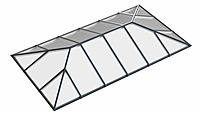 Ridged Aluminium Lantern Roof 1.8m x 5m (18 Pane 2WAY)