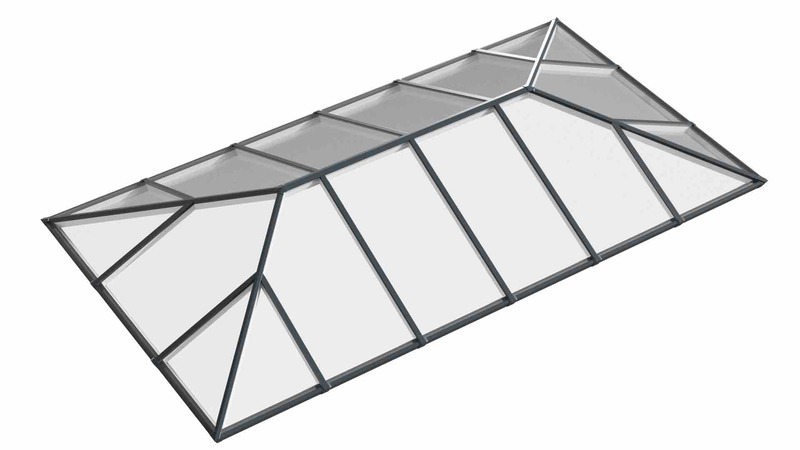 Ridged Aluminium Lantern Roof 1.8m x 5m (18 Pane 2WAY)