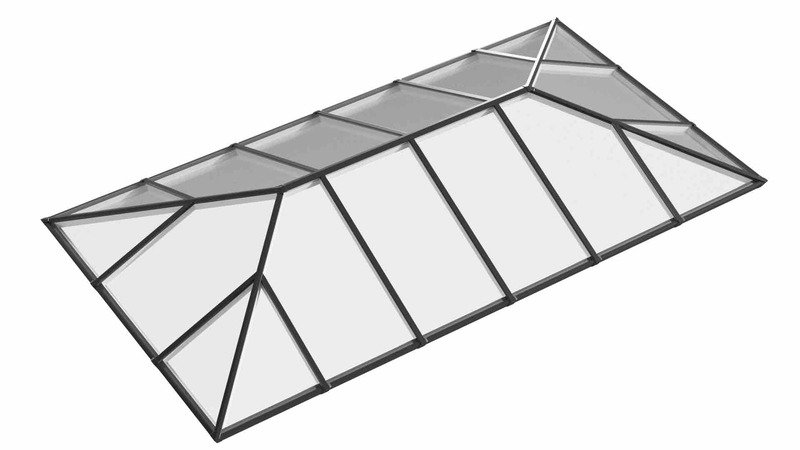 Ridged Aluminium Lantern Roof 1.8m x 5.7m (18 Pane 2WAY)