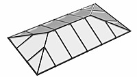 Ridged Aluminium Lantern Roof 2.9m x 5.5m (18 Pane 2WAY)