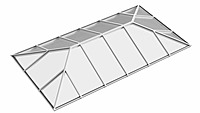 Ridged Aluminium Lantern Roof 2.1m x 4.8m (18 Pane 2WAY)