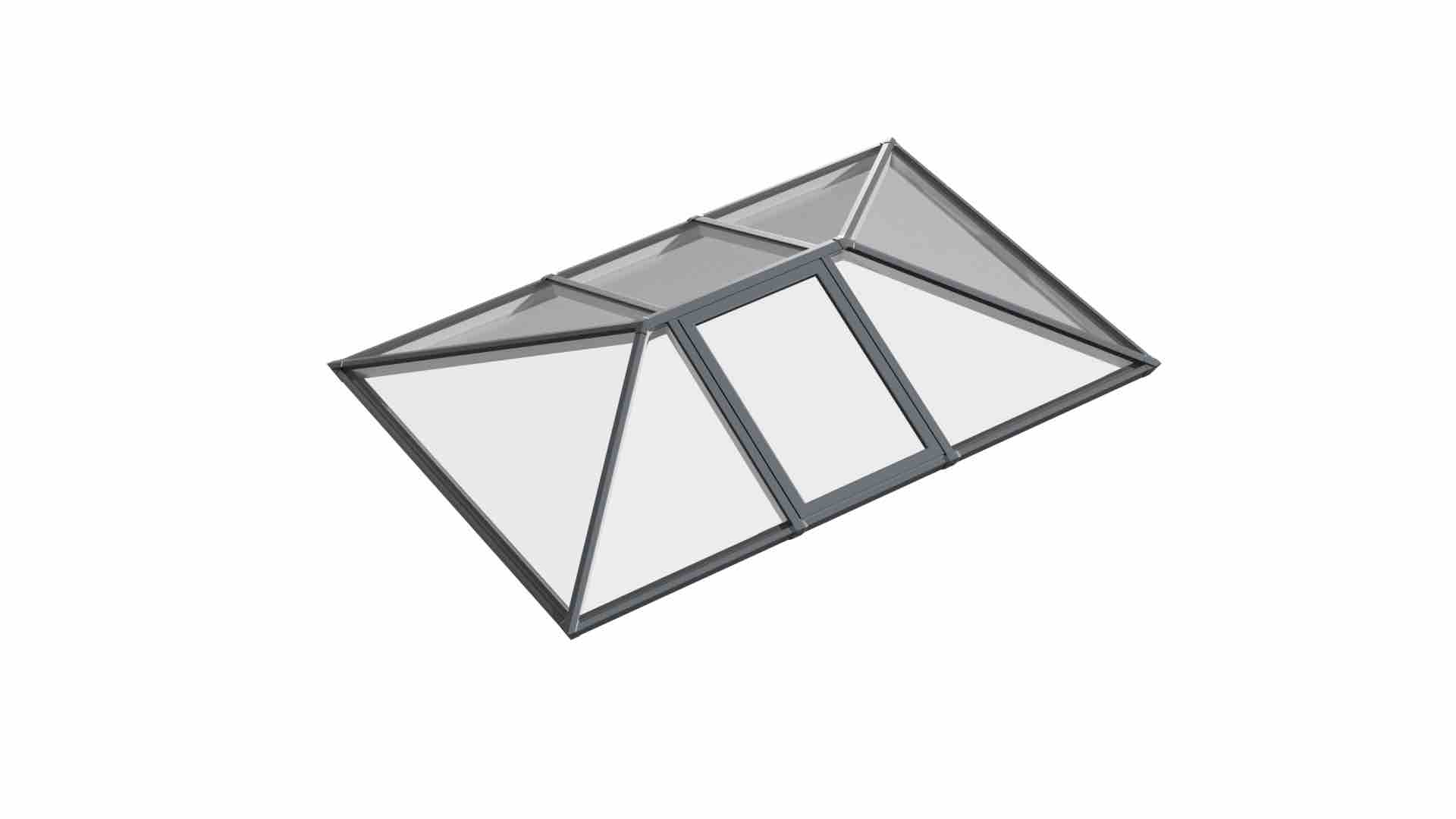 Single Vented Aluminium Lantern Roof 1.5m x 4.5m (8 Pane 2WAY)