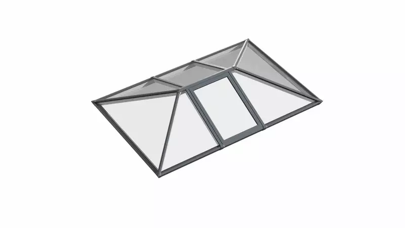 Single Vented Aluminium Lantern Roof 1.4m x 3.3m (8 Pane 2WAY)