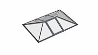 Single Vented Aluminium Lantern Roof 1.1m x 4.9m (8 Pane 2WAY)