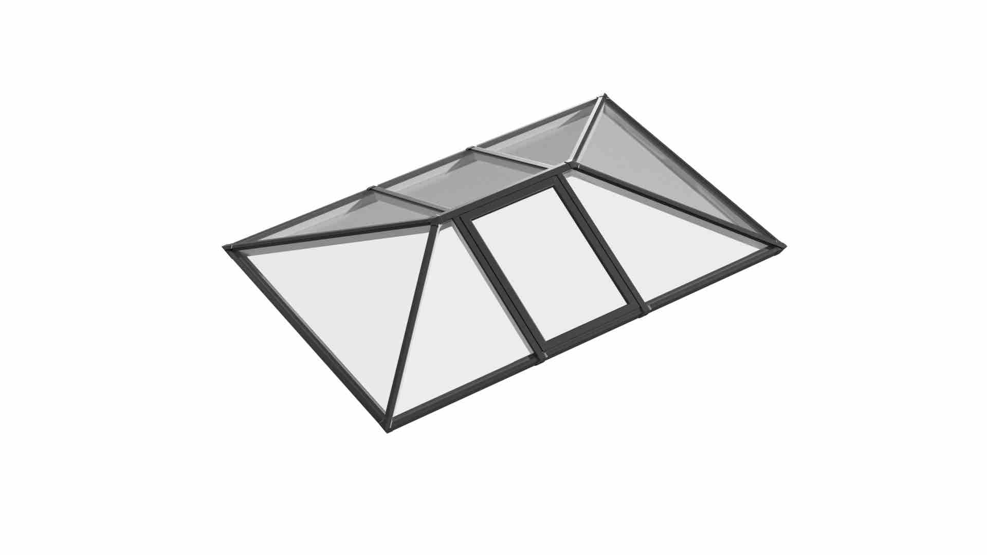 Single Vented Aluminium Lantern Roof 1.5m x 4.5m (8 Pane 2WAY)