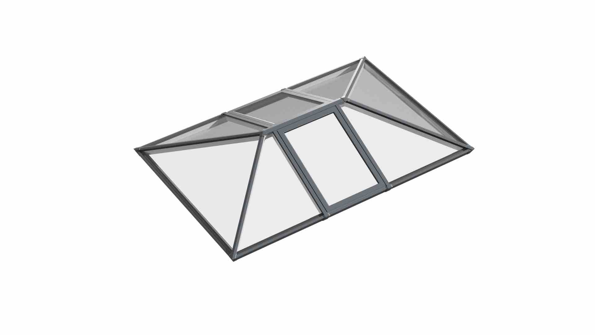 Double Vented Aluminium Lantern Roof 1.4m x 3.8m (8 Pane 2WAY)