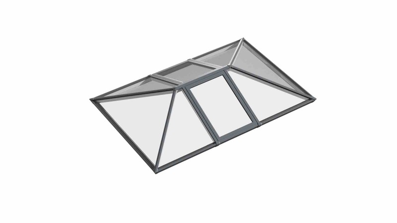 Double Vented Aluminium Lantern Roof 1.1m x 4.8m (8 Pane 2WAY)