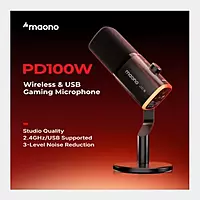 Maono PD100W USB Wireless Microphone with Desktop Stand