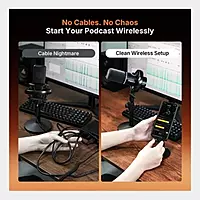 Maono PD200W Hybrid Wireless Podcast Microphone with Boom Arm