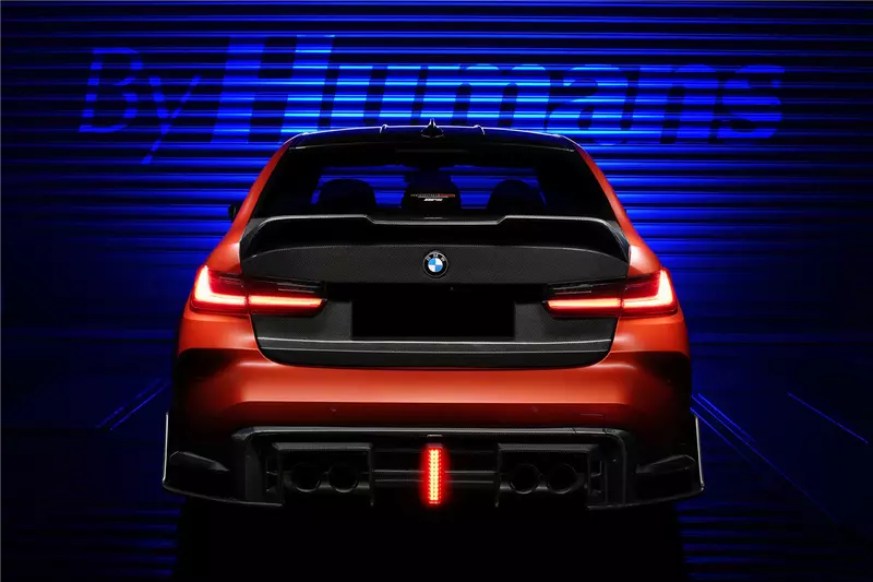 2021-UP BMW M3 G80 BKSS Style Rear Diffuser with LED Lights & Quad Exhaust Tips