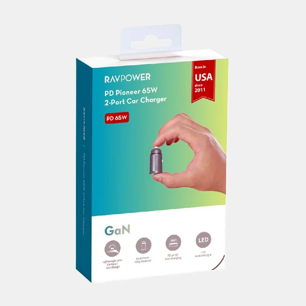 RAVPower PD Pioneer 65W 2-Port GaN Car Charger