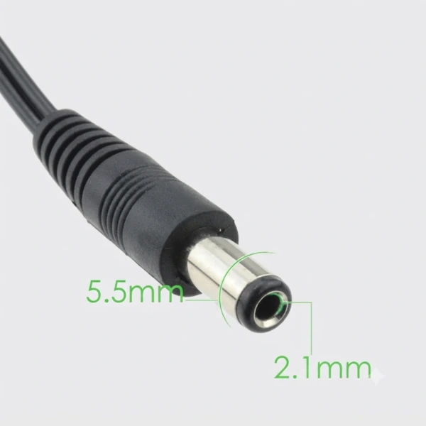 DC Male Jack Extension Cable – 5.5 × 2.1 mm