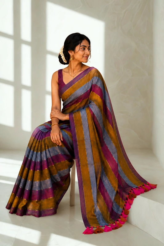 Mul cotton without blouse Multicolour