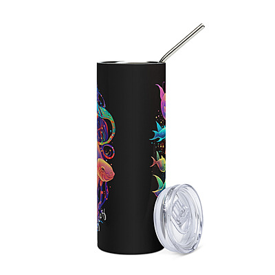 Pisces Zodiac Sign Skinny Tumbler – Vibrant Sublimated Astrology Drinkware