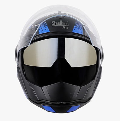 STEELBIRD SBA-2 ISS REED MAT BLACK BLUE D/V (SILVER) (L)