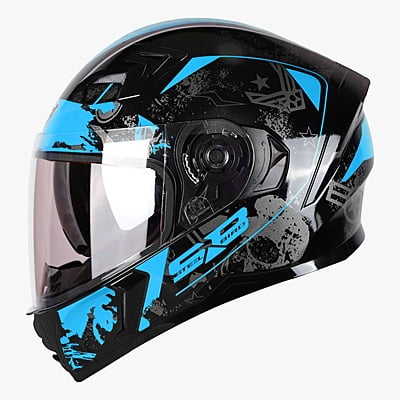 STEELBIRD SBA-21 COMBAT GLOSSY BLACK/BLUE C/V (M)