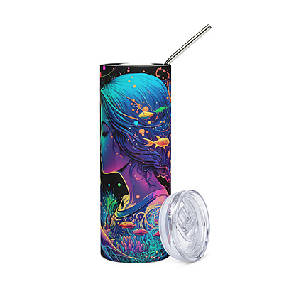 Pisces Zodiac Sign Skinny Tumbler – Vibrant Sublimated Astrology Drinkware