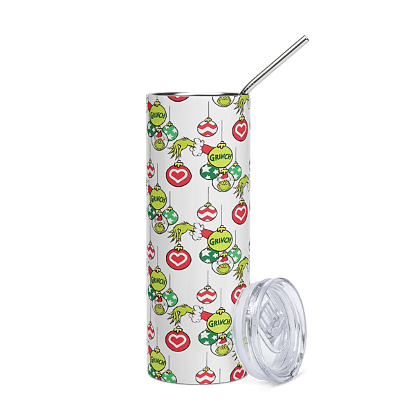 Grinch Christmas Ornaments Skinny Tumbler – Festive Holiday Drinkware