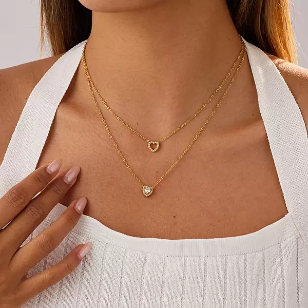 Double Heart Gold Necklace