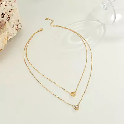 Double Heart Gold Necklace