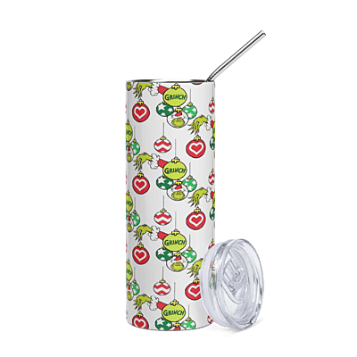 Grinch Christmas Ornaments Skinny Tumbler – Festive Holiday Drinkware