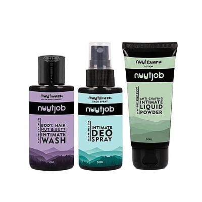 Nuutjob - Happy Sac Box | Nuutjob Mini Combo Pack | Nuutwash, Nuutguard & NuutFresh | 50 ml Each