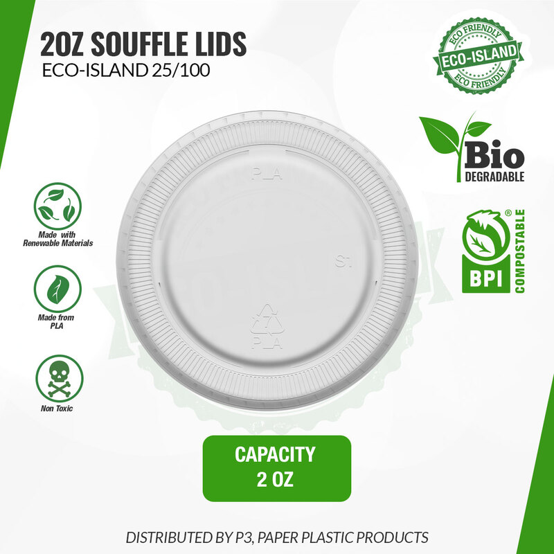 2oz Souffle Lids Eco-Island 25/100