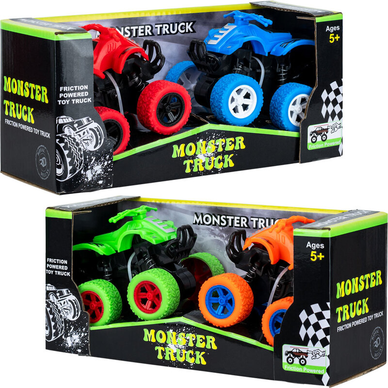 2pk Friction Powered ATV Monster Truck Set