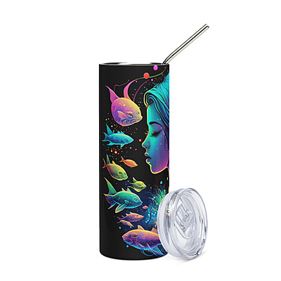 Pisces Zodiac Sign Skinny Tumbler – Vibrant Sublimated Astrology Drinkware