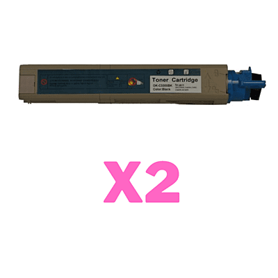 2 x Compatible OKI C3300 C3400 Black Toner Cartridge