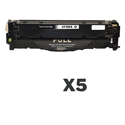 5 x Compatible HP CF380X Black Toner Cartridge 312X