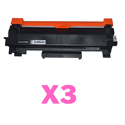 3 x Compatible Brother TN-2450 Toner Cartridge High Yield - With CHIP