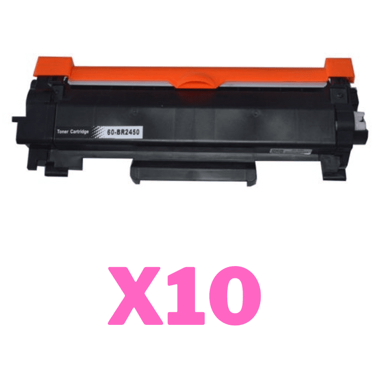 10 x Compatible Brother TN-2450 Toner Cartridge High Yield - With CHIP 10 x Compatible Brother TN-2450 Toner Cartridge High Yield - With CHIP