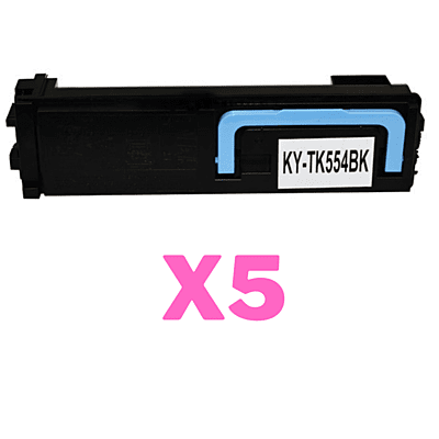 5 x Non-Genuine TK-554K Black Toner Cartridge for Kyocera FS-C5200DN