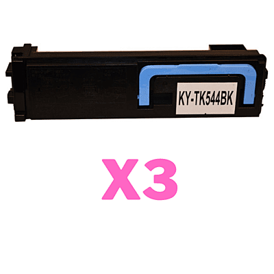 3 x Non-Genuine TK-544K Black Toner Cartridge for Kyocera FS-C5100DN
