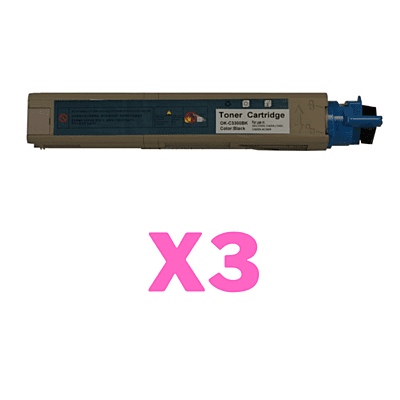 3 x Compatible OKI C3300 C3400 Black Toner Cartridge