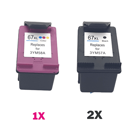 3 Pack Compatible HP 67XL Black & Colour Ink Cartridge Set (2BK1C) 3YM57AA 3YM58AA