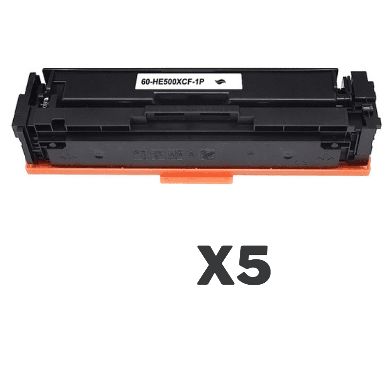 5 x Compatible HP CF500X Black Toner Cartridge 202X