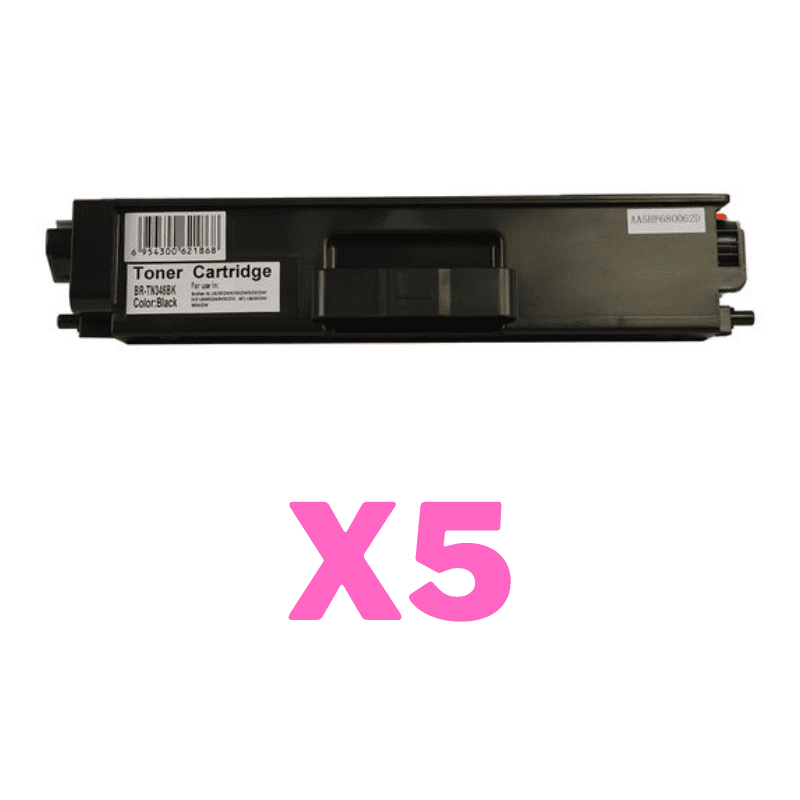 5 x Compatible Brother TN-346BK Black Toner Cartridge High Yield