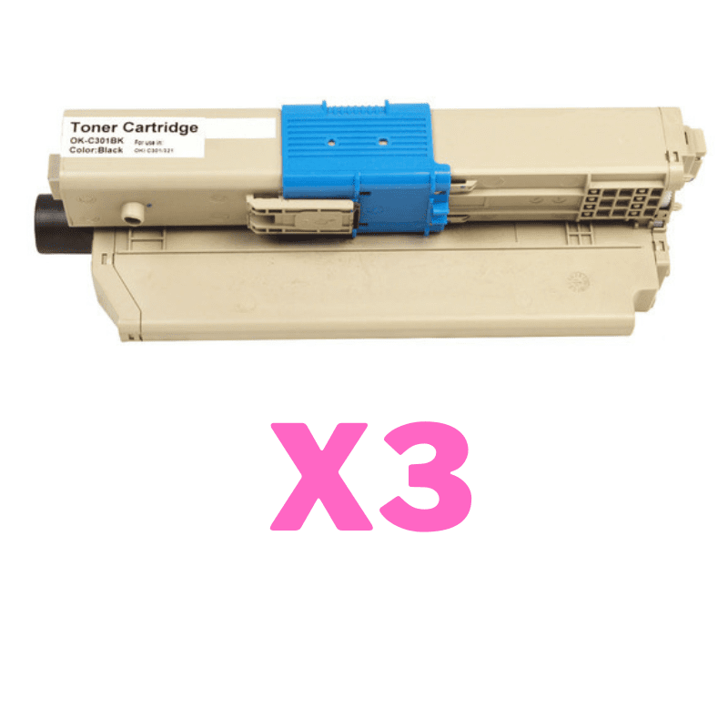3 x Compatible OKI C301 C321 Black Toner Cartridge 3 x Compatible OKI C301 C321 Black Toner Cartridge