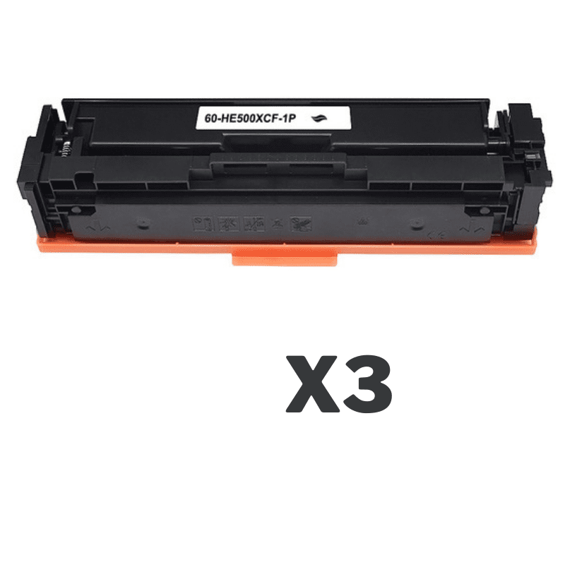 3 x Compatible HP CF500X Black Toner Cartridge 202X